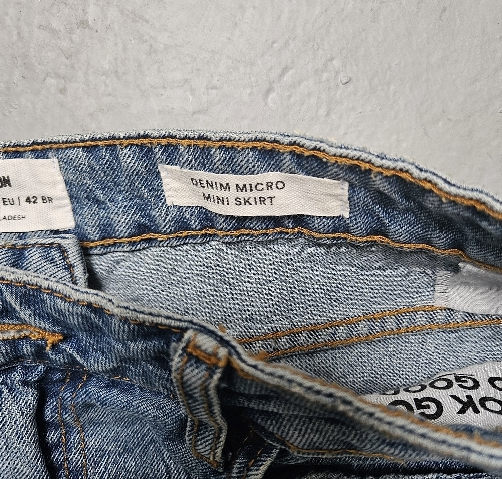 Cotton-On Sz 8 Denim Micro Mini Recycled Cotton Pocket Skirt Preppy Y2K Style . - Picture 3 of 7